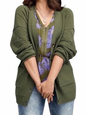 Cabi Olive Green/Violet Floral "Celebrity" Sleeveless Zipper Detail Blouse #4184